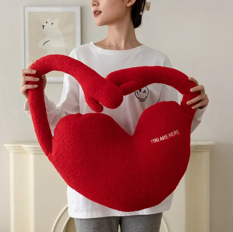 INS Heart Pillow Cojín Cojines de felpa Día de San Valentín Linda almohada de corazón de felpa suave para la decoración del hogar de la boda