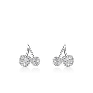 Pendientes de cereza de circonita brillante de plata de ley S925, versión de cobre personalizable - Regalo creativo para mujeres - Product Image 1