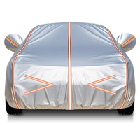 Housse de voiture en aluminium argenté avec bandes réfléchissantes orange vif pour la sécurité nocturne et la protection solaire