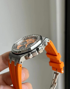 Montre à quartz analogique de luxe pour femme H Brand, boîtier en acier inoxydable, avec moissanite, bracelet en silicone tendance, montres glacées, en promotion - Product Image 5