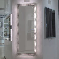 Miroir LED mural intelligent rectangulaire en verre trempé HD anti-chute avec cadre en cristal personnalisé et commande tactile pour salon