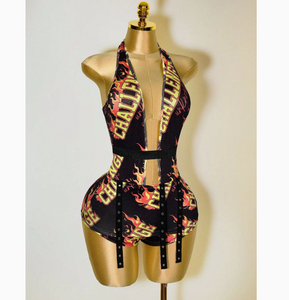 Oferta de Primavera/Verano 2026: Romper Deportivo para Mujer, con Tirantes Finos, Cuello en V, Malla, Estampado, Largo hasta la Rodilla, de Secado Rápido - Product Image 5