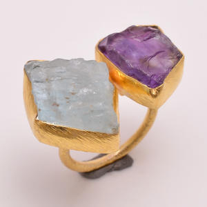 แหวนชุบทอง18K เงิน925แหวน kyanite สีฟ้าธรรมชาติและ kyanite แหวนแฮนด์เมดอัญมณีสีเขียวเครื่องประดับเงินขายส่ง - Product Image 2