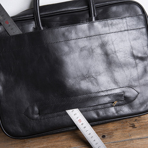 Maletín de Cuero Genuino para Hombre, Bolsa de Negocios Negra, Duradera, para el Trabajo y Viajes, con Compartimento para Portátil - Product Image 3