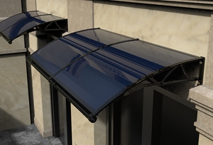 กันสาดประตูบ้านโพลีคาร์บอเนตแบบโปร่งใส กันน้ำ พร้อมรางน้ำ โครงอะลูมิเนียม ป้องกันฝน - Product Image 6