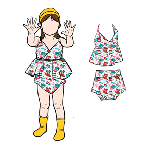 Conjunto de Pantalones Cortos sin Mangas de Algodón Orgánico para Bebé, con Tirantes Ajustables Cruzados, Diseño Personalizado, Impresión Personalizada, OEM/ODM, Entrega en 3-7 Días, B11 - Product Image 1