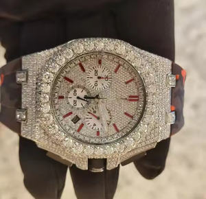 Montre-bracelet de luxe pour homme en moissanite et diamant avec mouvement à quartz avancé, montre analogique audacieuse, montre-bracelet analogique tendance - Product Image 5