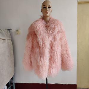 カスタム カラー対応 レディース 天然ファー ロング ラムファーコート 冬 暖かい 本物 モンゴル産 レディース ジャケット - Product Image 6