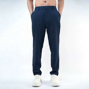 Pantalon en coton 100% de haute qualité pour homme, coupe droite décontractée, tricot doux brossé, taille mi-haute, taille élastique, anti-boulochage, avec passepoil - Product Image 5