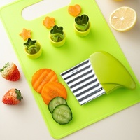 Kit de cuisine pour enfants : Couteau à découper sûr pour tout-petits, planche à découper ondulée en plastique, ensemble de couteaux de cuisine pour la maternelle