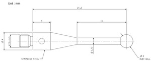 Sonde de stylet PLC CMM, filetage M3, 3 mm, rubis, A-5000-3553, KMG Taster pour produit sous garantie - Product Image 2