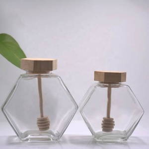 Glass Storage Honey <b>Jars</b> Custom Size Fancy Hexagon Food Grade Honey <b>Jar</b> With Bamboo Sealed Lid - Product Image 6