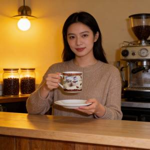 Juego de Tazas de Café Espresso de Diseño Contemporáneo y Ecológico de 90cc, Taza y Platillo de Porcelana Económicos, Juego de Taza y Platillo Pequeños para Café - Product Image 4