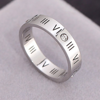 Bague unie en acier inoxydable de style européen et américain pour femme, design chiffres romains, plaqué or 18 carats, creuse