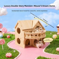 Villa Hamster Kayu Solid Dua Lantai dengan Balkon, Tempat Persembunyian, Tangga Panjat, Tempat Observasi, Grosir