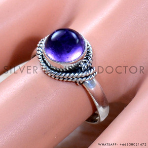 แหวนพลอยอเมทิสต์ช่างฝีมือทำจากเงินสเตอร์ลิงและเครื่องประดับเงินสเตอร์ลิง - Product Image 2