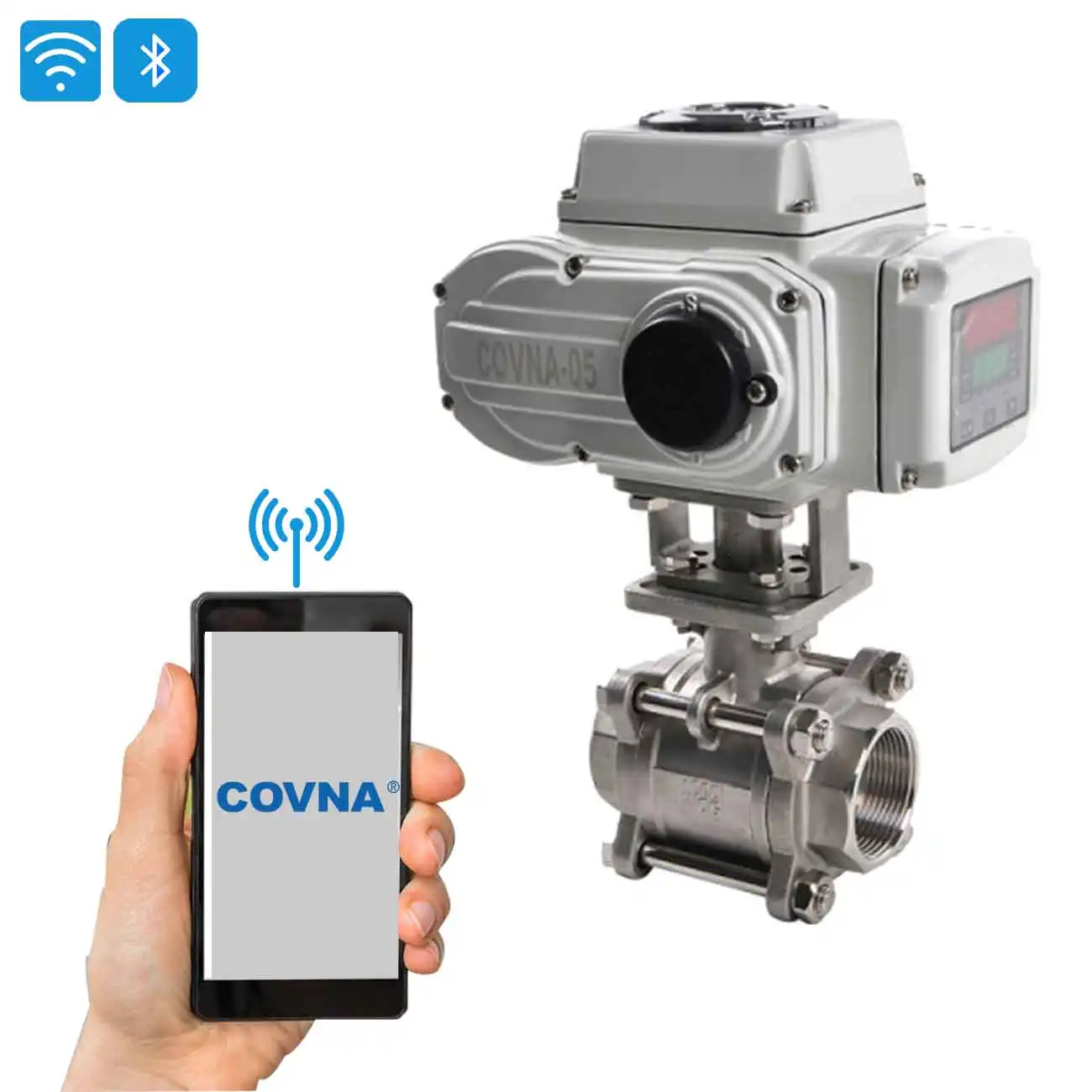 COVNA Motorised For Irrigation Intelligent Wireless Bluetooth Smart Motorized Operated 3-Piece Remote Control Ball Valve