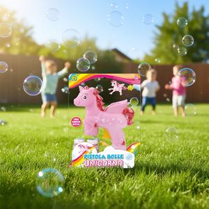 Pistolet à bulles licorne rose 30x22 cm pour enfants, jouet à bulles magiques - Product Image 3
