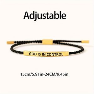 Bracelet élégant et inspirant « Dieu est au contrôle » avec inscription gravée pour femmes et hommes, bracelet ajustable, bijoux cadeaux - Product Image 3