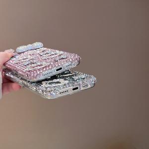 Casing ponsel kristal Super terang, casing ponsel kucing 3D busur KT berlaku untuk Apple 15 Promax, casing ponsel iPhone 16 Pro, pelindung berlian penuh - Product Image 4