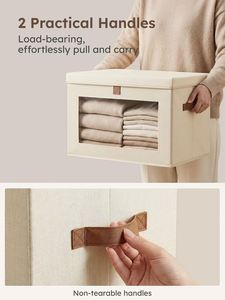 <b>Collapsible</b> Large Fabric Closet Storage Bins with Window & Handles, Foldable Storage Organizer Boxes for Bedroom Dorm <b>Wardrobe</b> - Product Image 6