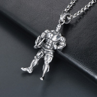 Pendentif d'haltères en acier inoxydable créatif à la mode européenne pour hommes, collier de bijoux de musculation, pendentifs fins, breloques