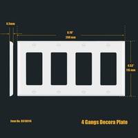 BS18014 plastique ul/cul répertorié 4 gang plaque murale décor prise murale électrique interrupteur plaque couvercle