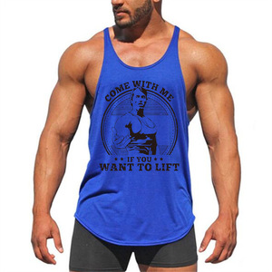 Débardeur de <span class=keywords><strong>musculation</strong></span> classique pour homme, bretelles fines, débardeur musculaire, col halter, pur coton, imprimé, grande taille, entraînement, vente en gros - Product Image 1