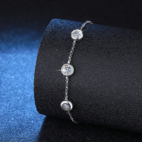 Bracelet Lixin S925 en argent sterling pour femme, élégant, perlé, plaqué rhodium, classique, avec moissanite couleur D 90 points, serti griffe