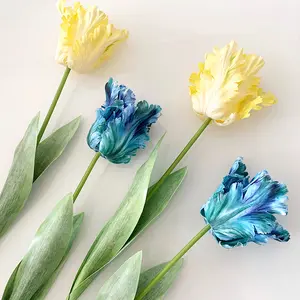 Tulipanes artificiales de látex, flores de tacto Real, D029