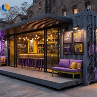 Maisons préfabriquées commerciales, kiosque à café modulaire portable en conteneur avec toit en auvent