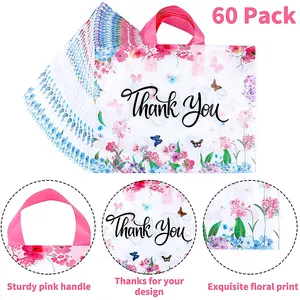 Custom Logo Reusable Thick Plastic Shopping Bags Thank You Wedding Jewelry Pouch Gift Carrier Packaging Black Plastic Bags