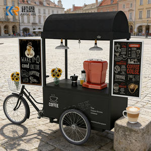 Charrette à café sur vélo personnalisée avec toit en tissu imperméable, cadre en acier inoxydable, charrette à café à pédales manuelle pour la vente de rue - Product Image 1