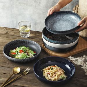 Japanese Style Round Ceramic Salad <b>Plate</b> Restaurant Tableware Porcelain Soup <b>Plate</b> Round Shaped Ramen Noodle Serving Bowl - Product Image 1
