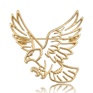 Broche de Águia com Asas Vazadas e Acabamento Polido para Lapelas de Casacos, Dourado Prateado - Product Image 1
