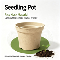 Pots de semis écologiques en fibre de coque de riz, biodégradables, durables, avec trous de drainage, 2 gallons, pour semis de plantes d'intérieur
