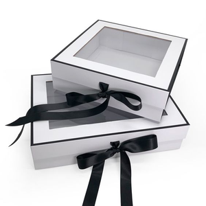 Recycle Custom Luxury White Cardboard Gift Box with clear <b>Window</b> Eco Friendly Scarf Towel Packaging Mailer Box - Product Image 1