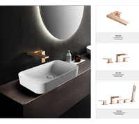 Mitigeur de douche thermostatique encastré chaud/froid en laiton avec cartouche céramique, finition or rose, pour salle de bain, avec kit de montage