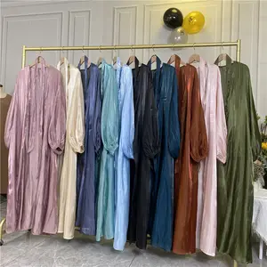 New Arrivals Crinkle Elegant Fashion Matching Chiffon Kimono Dubai Turkey Kaftan Open Abaya Muslim Dresses