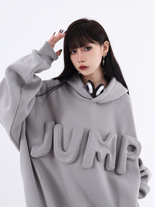 YHH-057 Factory <span class=keywords><strong>Trader</strong></span> Y2K Sweat-shirt unisexe gris à broderie tridimensionnelle surdimensionné - Product Image 6