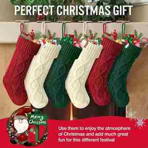 Personnalisé avec un nom brodé, chaussettes en tricot de grande capacité pour accrocher au poêle, cadeau de Noël - Product Image 3