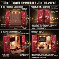 Boîte d'emballage cosmétique de luxe à double porte avec logo personnalisé, LED, insert en papier imprimé, boîtes rigides pour coffrets cadeaux de beauté