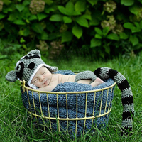Pull pour nouveau-né fait main en forme d'animal, motif tigre, renard, cerf, accessoires de photographie, vêtements unisexes, en stock, modèle 179