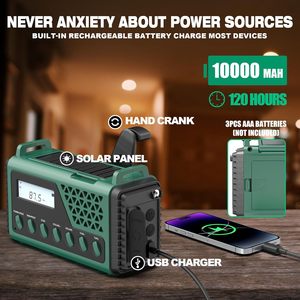 Khẩn cấp đài phát thanh 8000mAh với năng lượng mặt trời Hand Crank, noaa AM <span class=keywords><strong>FM</strong></span> SW pin xách tay điện thời tiết cảnh báo đài phát thanh với ngọn đuốc, SOS, đèn - Product Image 2