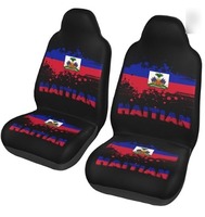 Housse de siège de voiture en polyester avec impression numérique haute définition de la carte d'Haïti, lavable, avec dos élastique, logo personnalisé, accepte les commandes en gros