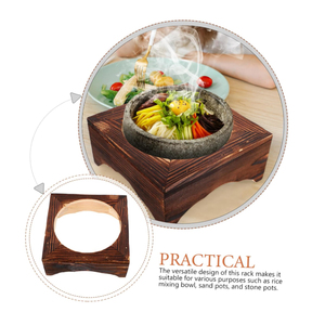 Pot en <span class=keywords><strong>argile</strong></span> de <span class=keywords><strong>pierre</strong></span> avec support de pot de cadre en bois, support de bol en <span class=keywords><strong>pierre</strong></span> de faïence, support de pot en bois antidérapant, support de bol en <span class=keywords><strong>pierre</strong></span> - Product Image 3
