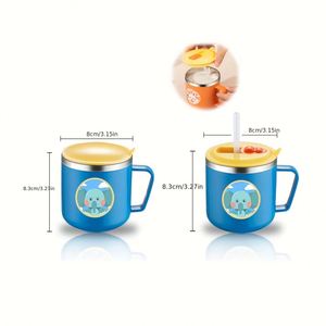 แก้วสแตนเลสสำหรับเด็กพร้อมหูจับและหลอดดูดสำหรับเด็กและเครื่องดื่มนม - Product Image 2