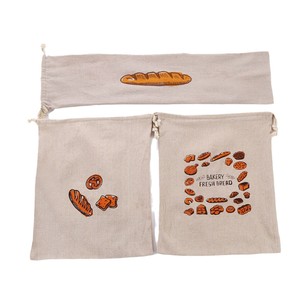 Sac à pain en coton et lin avec cordon de serrage, 31x38cm, réutilisable, pour le stockage du pain frais, des toasts et des fournitures de boulangerie - Product Image 5