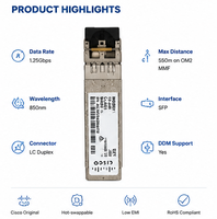 Module Fibre Optique Mini-GBIC Gigabit SX MGBSX1 pour Cisco, 1,25 Gbit/s, 850 nm, SFP Multimode, Prise en charge DOM pour Uplink de Commutateur Réseau SMB