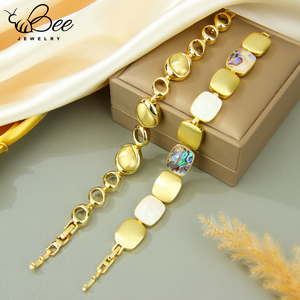 Trendy Fashion Turkey Gemstone 14K Gold Copper Dainty Jewelry Bracelet Oval Crystal Geometric Charm Bracelet - Product Image 5